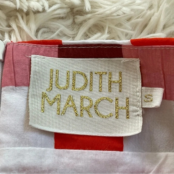 Judith March mini checkered skirt cotton blend red white burgundy size S - Picture 2 of 7